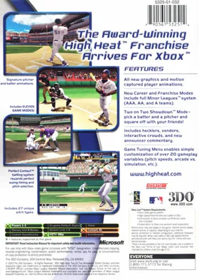 High Heat Major League Baseball 2004 (USA) box cover back